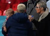 England's midfielder Phil Foden (L) and his partner Rebecca Cooke (R) are seen in the stands at the end of the UEFA EURO 2020 Group D football match between Czech Republic and England at Wembley Stadium in London on June 22, 2021. (Photo by JUSTIN TALLIS / POOL / AFP) (Photo by JUSTIN TALLIS/POOL/AFP via Getty Images)