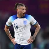  Kalvin Phillips of England  during the FIFA World Cup Qatar 2022 Group B match between Wales and England at Ahmad Bin Ali Stadium on November 29, 2022 in Doha, Qatar. (Photo by Justin Setterfield/Getty Images)