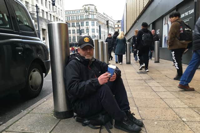 Mark is sleeping rough in Manchester city centre. Credit: LDRS