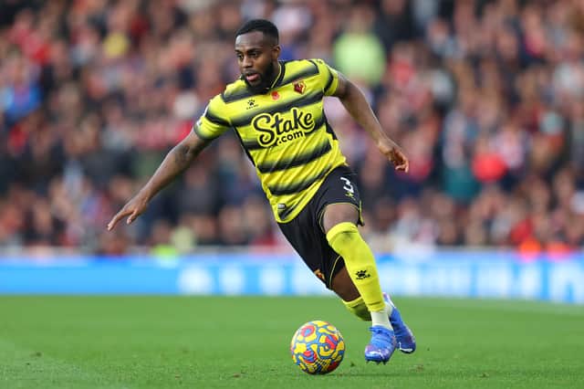 Danny Rose of Watford in action during the Premier League match between Arsenal and Watford at Emirates Stadium on November 07, 2021 in London, England. (Photo by Richard Heathcote/Getty Images)