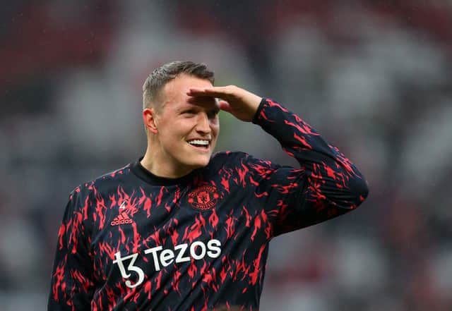  Phil Jones of Manchester United ahead of the Premier League match between Manchester United and Brentford at Old Trafford on May 02, 2022 in Manchester, England. (Photo by Catherine Ivill/Getty Images)