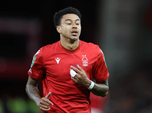 Jesse Lingard of Nottingham Forest during the Carabao Cup Third Round match between Nottingham Forest and Tottenham Hotspur at City Ground on November 09, 2022 in Nottingham, England. (Photo by Catherine Ivill/Getty Images )