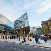 A general view of Spinningfields in Manchester where the Leftbank flat was advertised Credit: Marketing Manchester