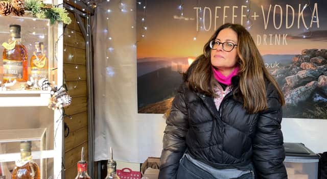 Lisa who runs a gin and toffee stall at Manchester Christmas Markets