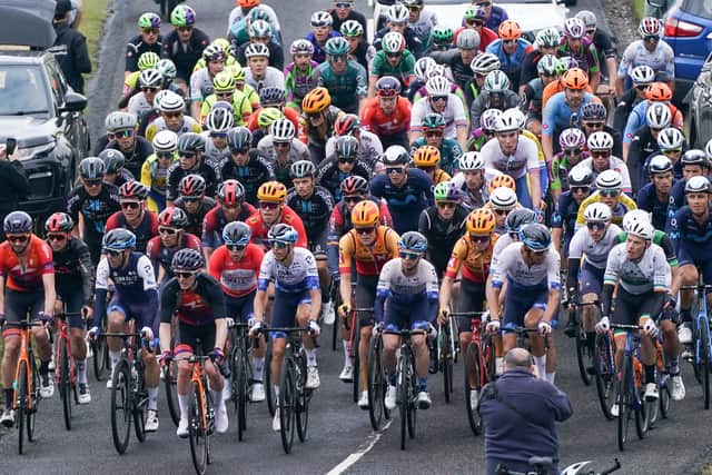 Riders during  stage 3 of the Tour of Britain on September 6, 2022 in Barnard Castle. Credit: Ian Forsyth/Getty Images