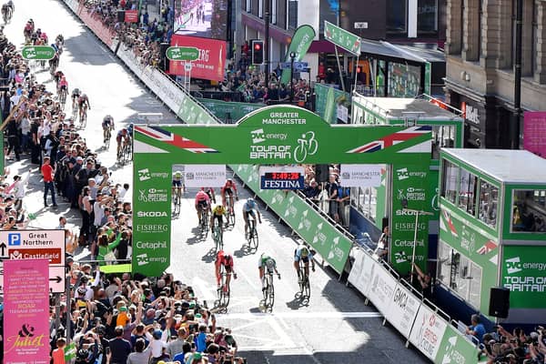 Mathieu van der Poel wins the final stage of the 2019 Tour of Britain in Manchester. Credit: SWpix.com