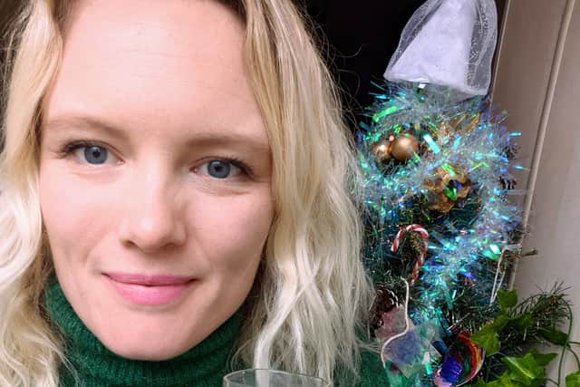 Pictured is Jo Weston. The mum has shared a £1 life-hack to help parents overcome stress in time for Christmas- baby food cocktails.