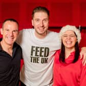 LadBaby with MoneySavingExpert’s Martin Lewis, during the recording of their latest Christmas single, a reworking of the Band Aid song ‘Do They Know It’s Christmas?’ (Photo: PA)