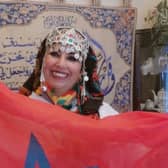 Hanane El Hadioui with her Moroccan flag
