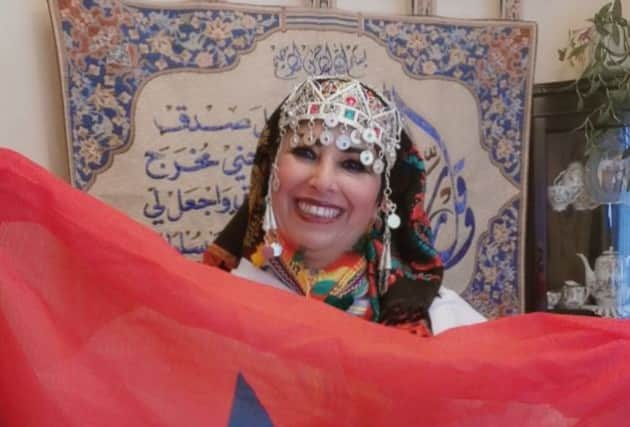 Hanane El Hadioui with her Moroccan flag