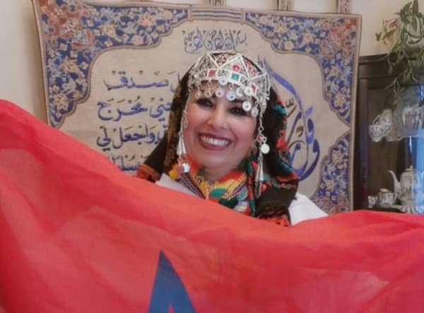 Hanane El Hadioui with her Moroccan flag