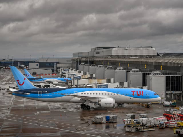 TUI flights from Manchester Airport were affected by the freezing temperatures. Photo: AFP via Getty Images
