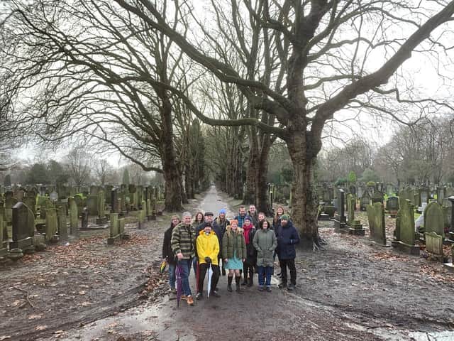 One of Emma’s tour groups at Southern Cemetery in Chorlton. Photo: Emma Fox