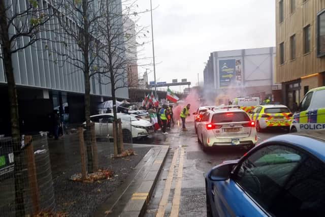 The demonstration in Manchester city centre by supporters of the Iranian protestors