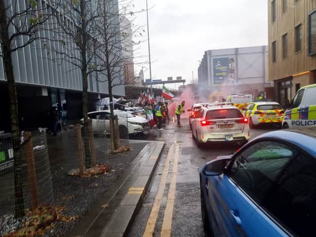 The demonstration in Manchester city centre by supporters of the Iranian protestors