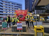 PCS union members at Manchester Airport on the picket line Credit: Mike Jones 