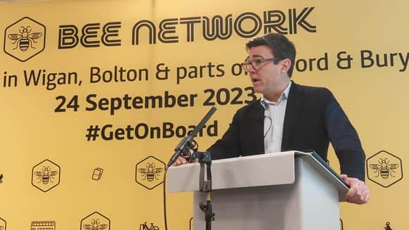 Mayor Andy Burnham announces more details of the new buses Credit GMCA