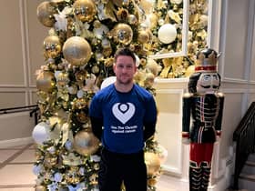 Scott Taylor at the Midland Hotel in Manchester before setting off on his epic 50k Christmas Day run