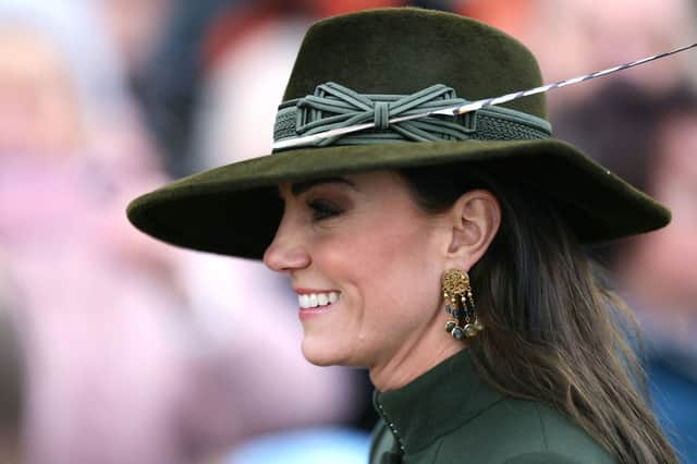 Catherine, Princess of Wales, attends the Christmas Day service at St Mary Magdalene Church in Sandringham on December 25.