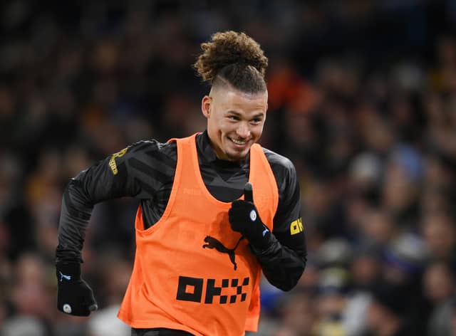 Kalvin Phillips shared a joke with the Leeds fans during Wednesday’s game. Credit: Getty.
