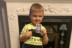 Albie Goldrick in his Manchester City Haaland top. Courtesy Kirsty Goldrick / SWNS