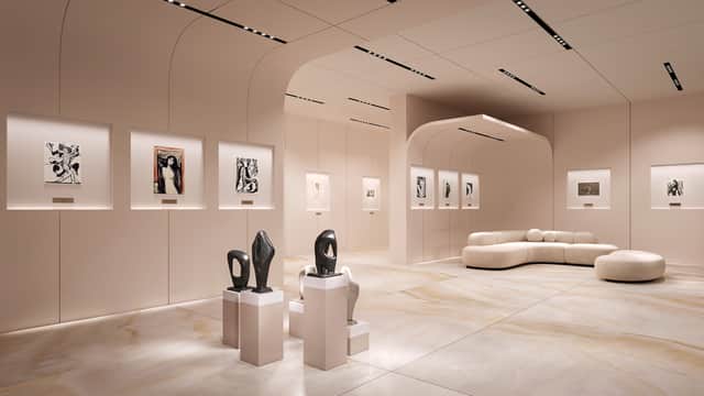 Art gallery pictured in the $40 million luxury underground bunker.