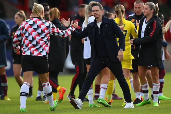 Which players will be shaking hands on a deal with Man Utd Women’s boss Marc Skinner come the end of January? (Photo by Justin Setterfield/Getty Images)