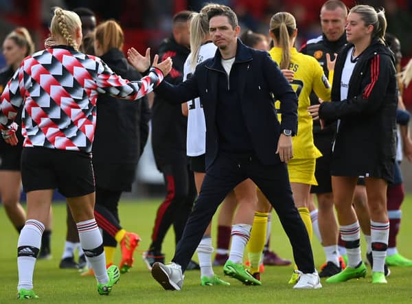 Which players will be shaking hands on a deal with Man Utd Women’s boss Marc Skinner come the end of January? (Photo by Justin Setterfield/Getty Images)