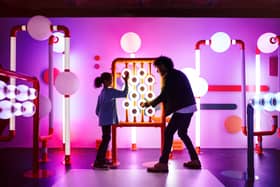 Playing on the Musical playground in Turn It Up Credit: The Board of Trustees of the Science Museum/ Photo by Drew Forsyth