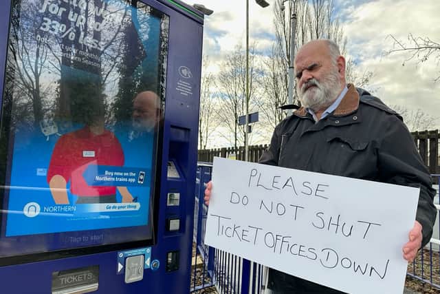 Kevin Greenan says touchscreen ticket machines are not accessible to blind people. Photo: Sarah Gayton