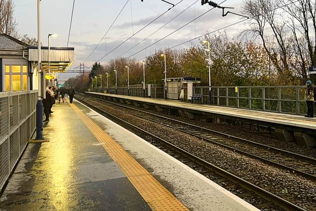 Gatley station, where platforms are being lengthened. Photo: Network Rail