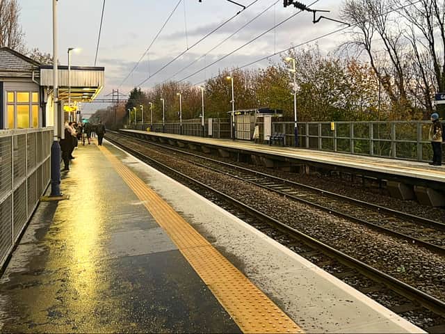 Gatley station, where platforms are being lengthened. Photo: Network Rail