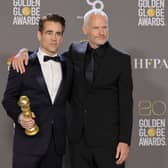  (L-R) Colin Farrell and Martin McDonagh, winners of Best Picture - Musical/Comedy for "The Banshees of Inisherin", pose in the press room during the 80th Annual Golden Globe Awards