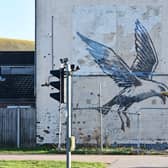 The Banksy mural in in Lowestoft, Suffolk, after the skip was removed