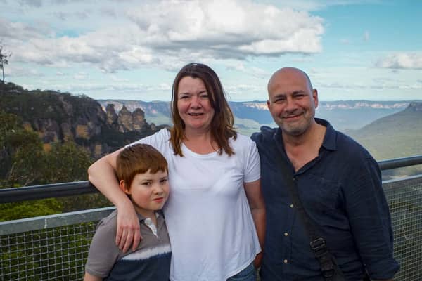 Nicky Wake, her late husband Andy and their son Finn Credit: Nicky Wake / SWNS