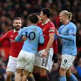 There was a minor post-match altercation between the Manchester United and Manchester City players in the tunnel. Credit: Getty.