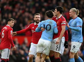There was a minor post-match altercation between the Manchester United and Manchester City players in the tunnel. Credit: Getty.