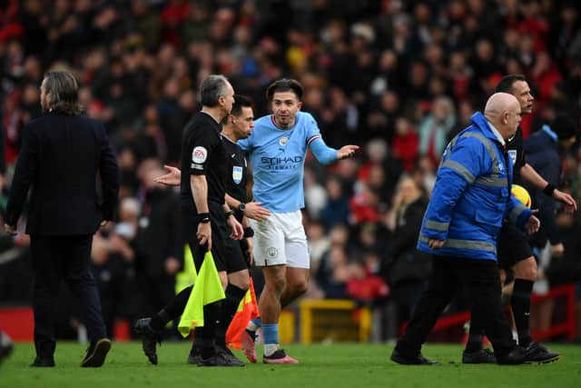 Grealish was livid with the officials after the game. Credit: Getty.