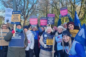 Nursing staff at Wigan Infirmary on the picket line during two days of strike action