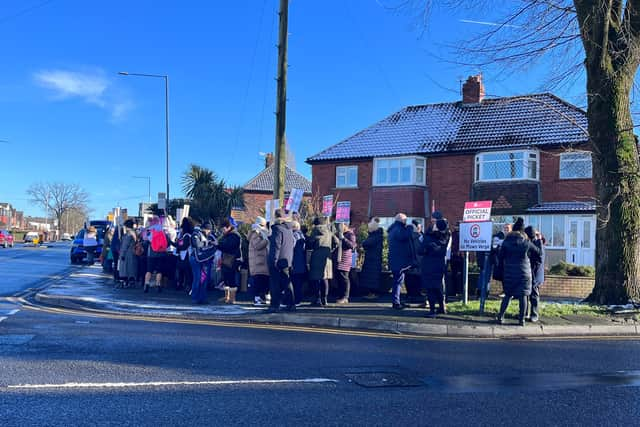 Nursing staff on the picket line outside Tameside General Hospital. Credit: Manchester World