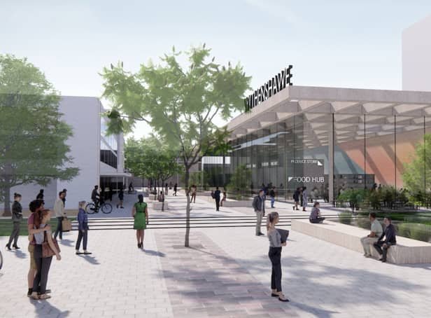 <p>A CGI image showing how part of the renovated Wythenshawe town centre could look. Credit: Manchester City Council</p>