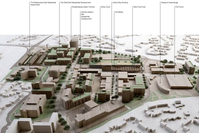 A model of the development framework for Wythenshawe Civic Centre. Photo credit: Manchester City Council