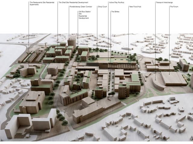 A model of the development framework for Wythenshawe Civic Centre. Photo credit: Manchester City Council