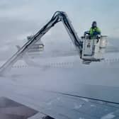 Snow at Manchester airport this morning Credit Claire Staniforth / SWNS