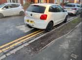 A driver parked on double yellow lines outside Cadishead Primay School. Credit LDRS