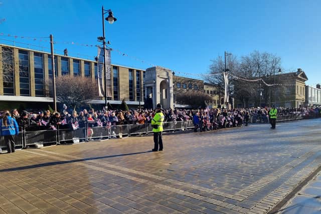 Crowds lined up outside Bolton Town Hall to see King Charles III