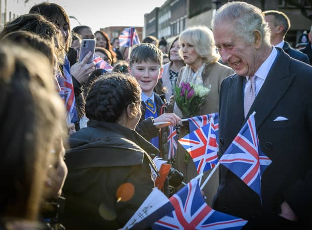 <p>King Charles III and Queen Consort Camilla visiting Bolton. Photo: Paul Heyes</p>