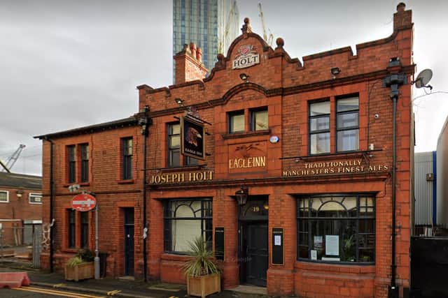 Located in Salford, just a short walk away from Victoria station, is the Eagle Inn, a pub which is now surrounded by new developments and high-rises but dates back to the 19th century. The Eagle is a popular spot on the music and arts scene, with its 80-person capacity venue and a rehearsal room for local bands and musicians.  Credit: Google Maps