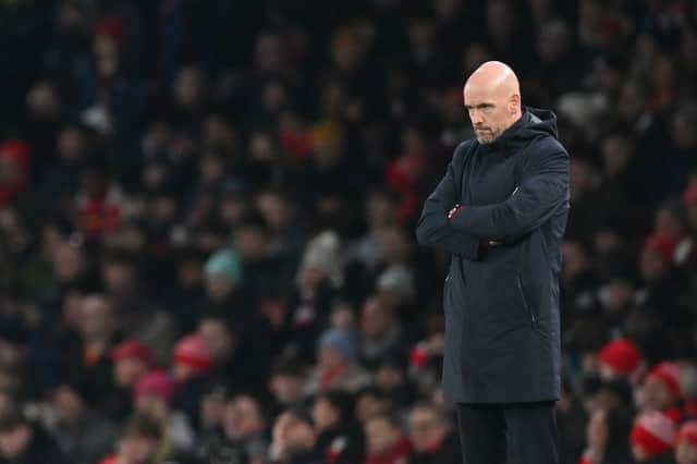 <p>Erik ten Hag was critical of Manchester United’s players after the 3-2 loss to Arsenal. Credit: Getty.</p>