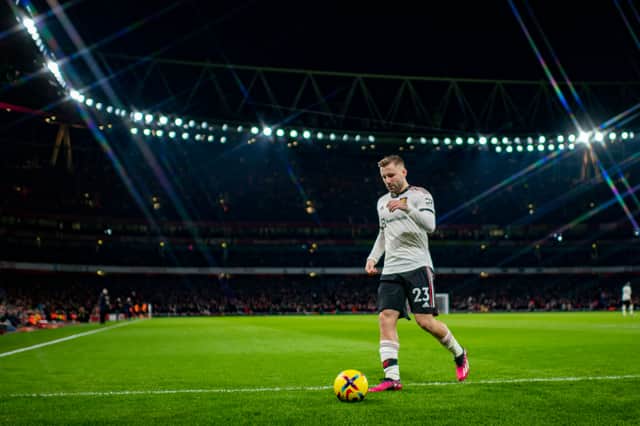 <p>Rio Ferdinand, Gary Neville and Roy Keane felt Luke Shaw struggled against Arsenal. Credit: Getty.</p>